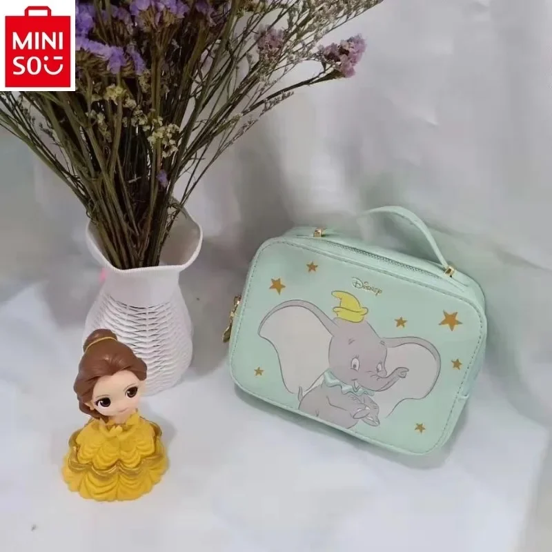 MINISO Disney Winnie Bear Dumbo Sweet Printed Large Capacity Camera Bag Women's High Quality Multi functional Makeup Storage Bag