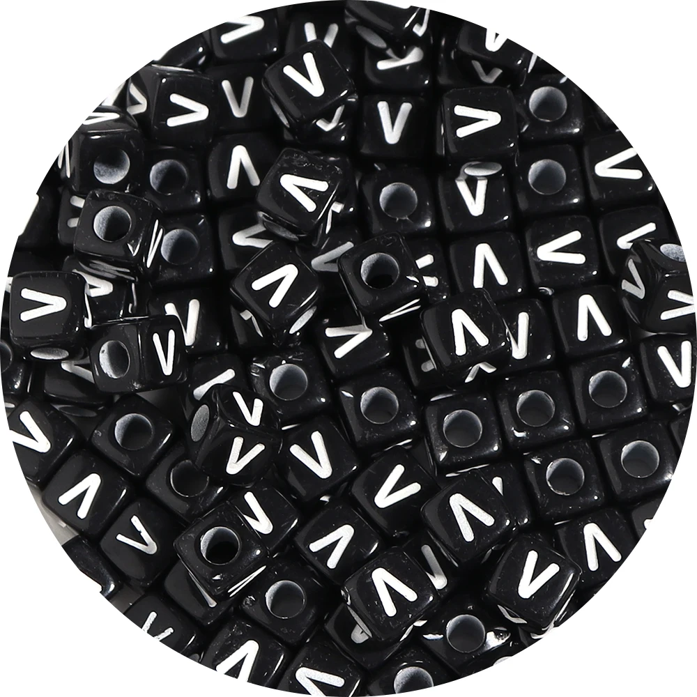 7x3,5mm schwarze Acryl perlen flache runde Pick Buchstaben lose Alphabet Spacer Perlen Lieferungen für Schmuck herstellung Armbänder Zubehör – Detail 5