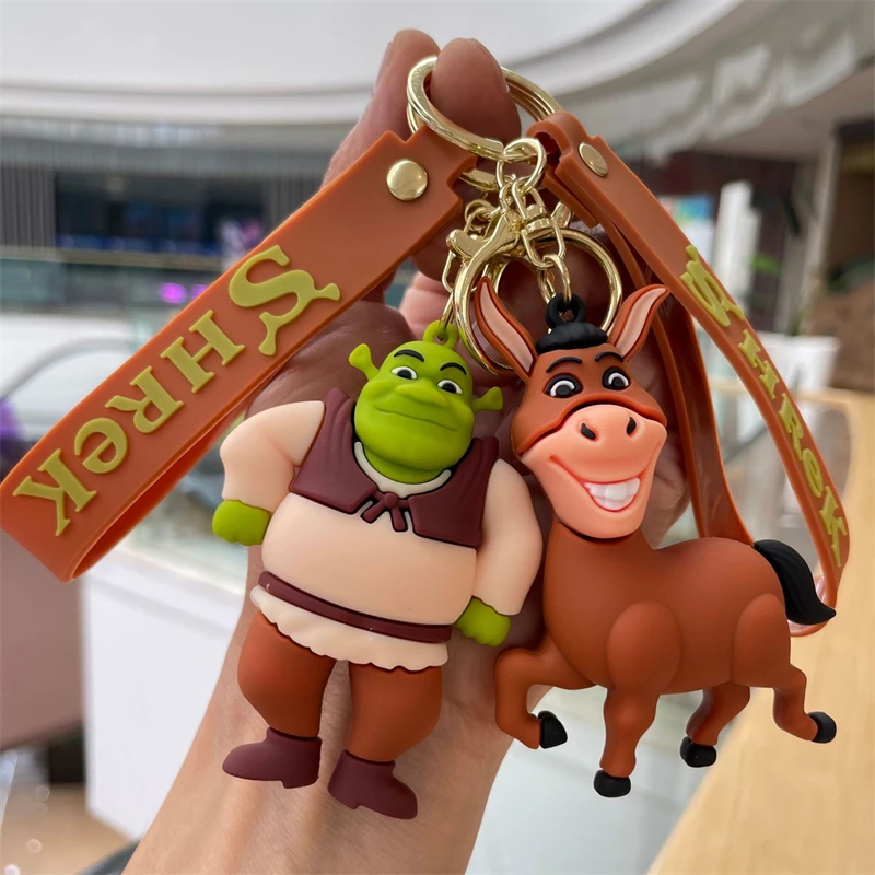 Kawaii game monster Shrek keychain cute cartoon 3D model silicone for children's Christmas gifts key chain bunny keychain balloon dog keychain