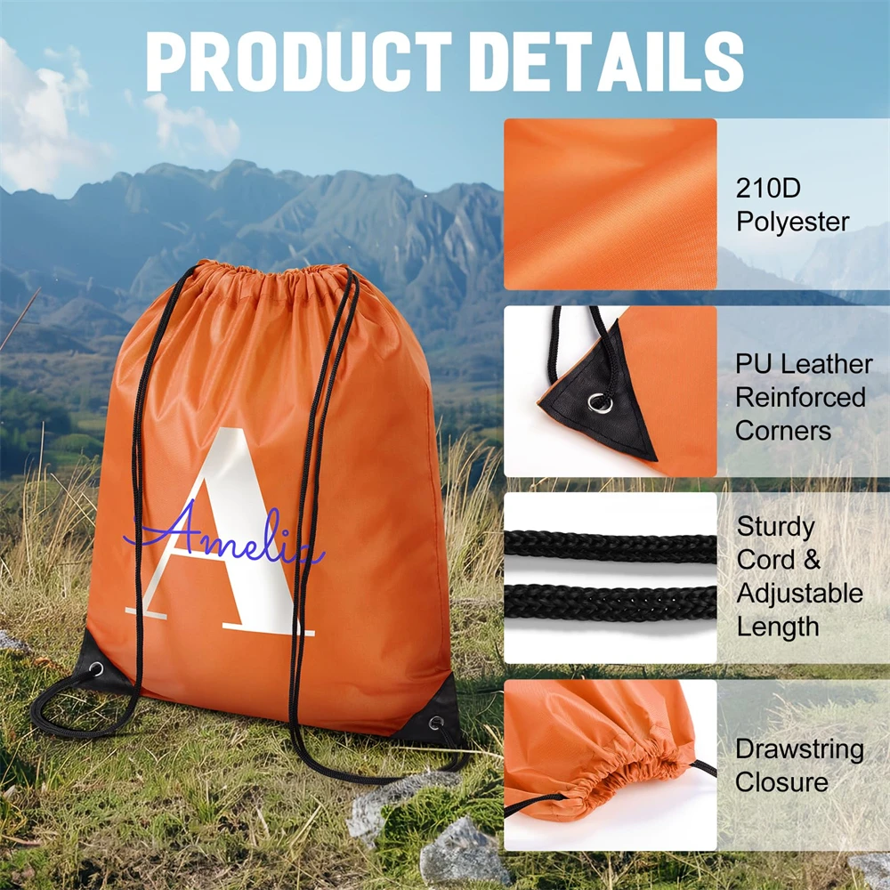 Customized Drawstring Backpack Bags Sports Cinch Sack String Backpack Storage Bags for School Gym Trip Logo/Text/Photo Custom