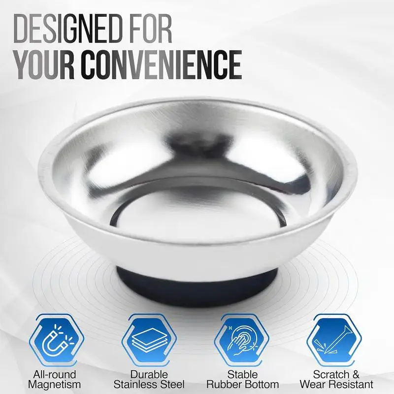Magnetic Dish Stainless Steel Screw Bowl Parts Holder Parts Tray Portable Magnetic Bolt Holder Tray Magnet Parts Tools Bowl For 4