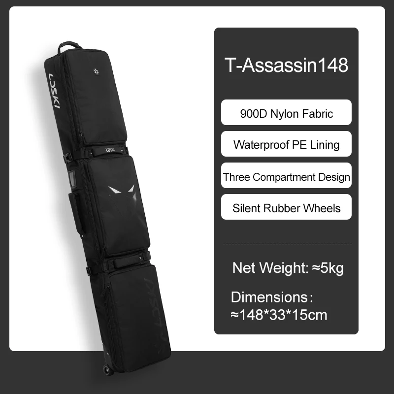 Liunm スノーボードバッグ スキーバッグ LDSKI ショルダー アウトドア LDSKI チームスキーローラーバッグ大容量シングルダブルスノーボード