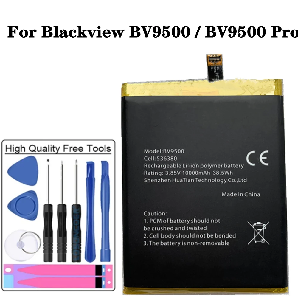 

2023 Original Blackview 10000mAh Battery For Blackview BV9500 / BV9500 Pro MT6763T 536380 Smart Phone Replacement Battery + Tool