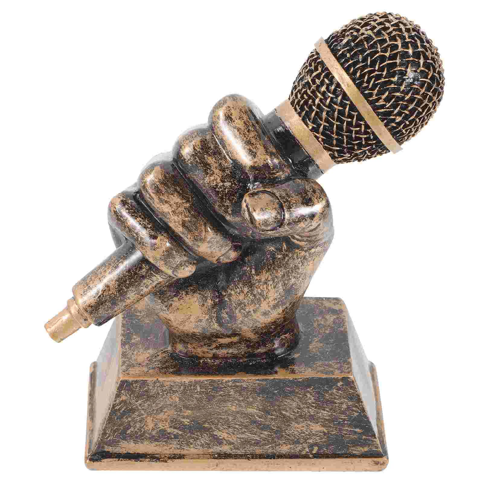 

Микрофон трофей музыкальная награда пение трофей микрофон скульптура декоративный полимерный микрофон