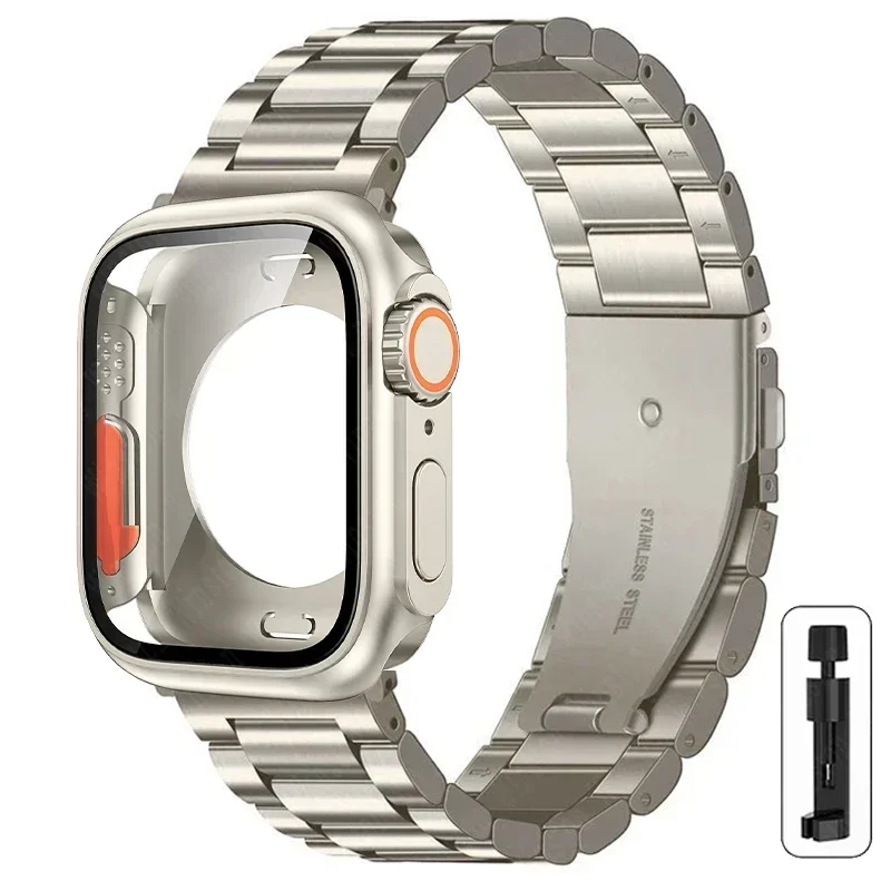 Premium Stainless Steel Watch Strap with Ultra Protective Case