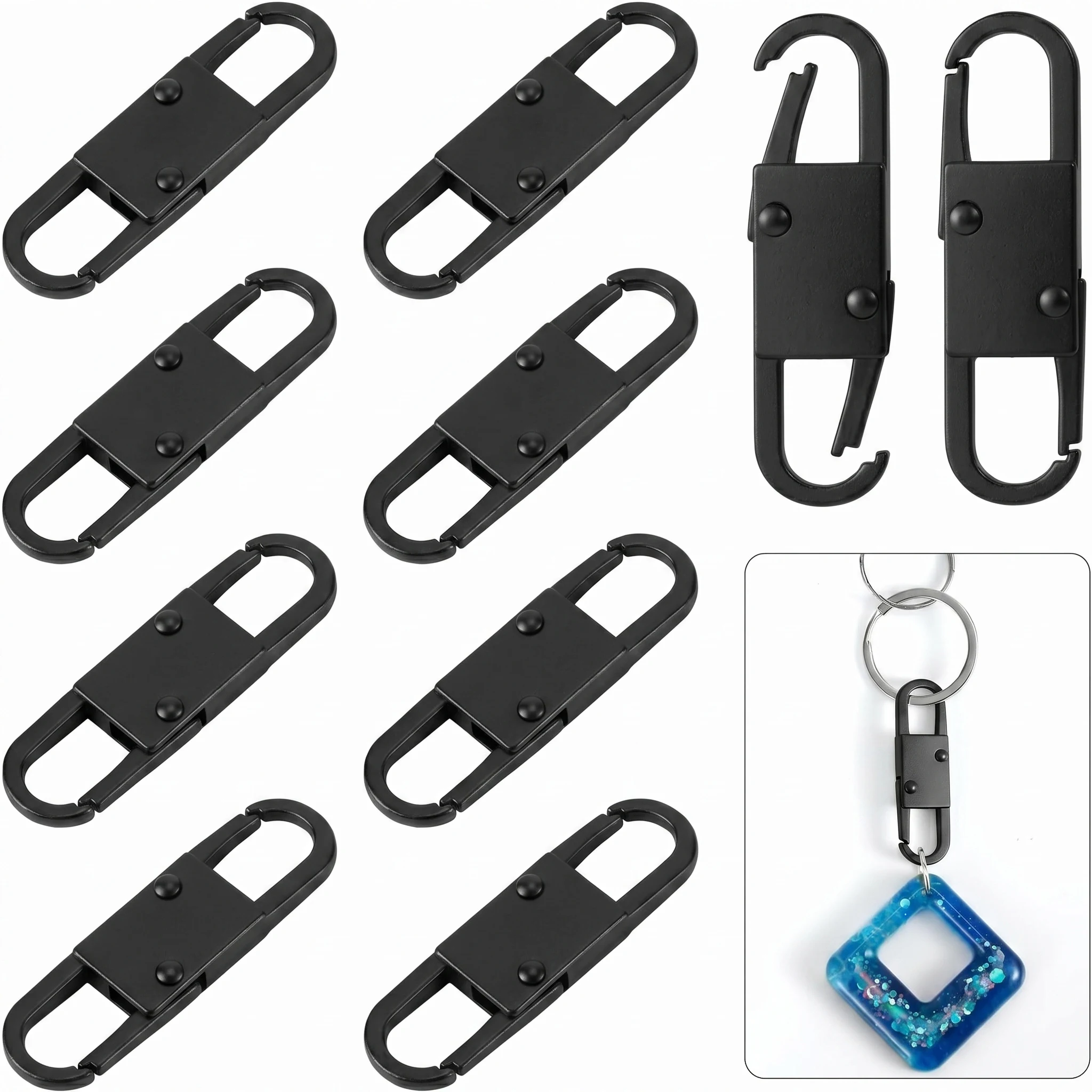 10PCS 지퍼 클립 도난 방지 이중 개방 지퍼 풀 교체 지퍼 잠금 고정 지퍼 풀..