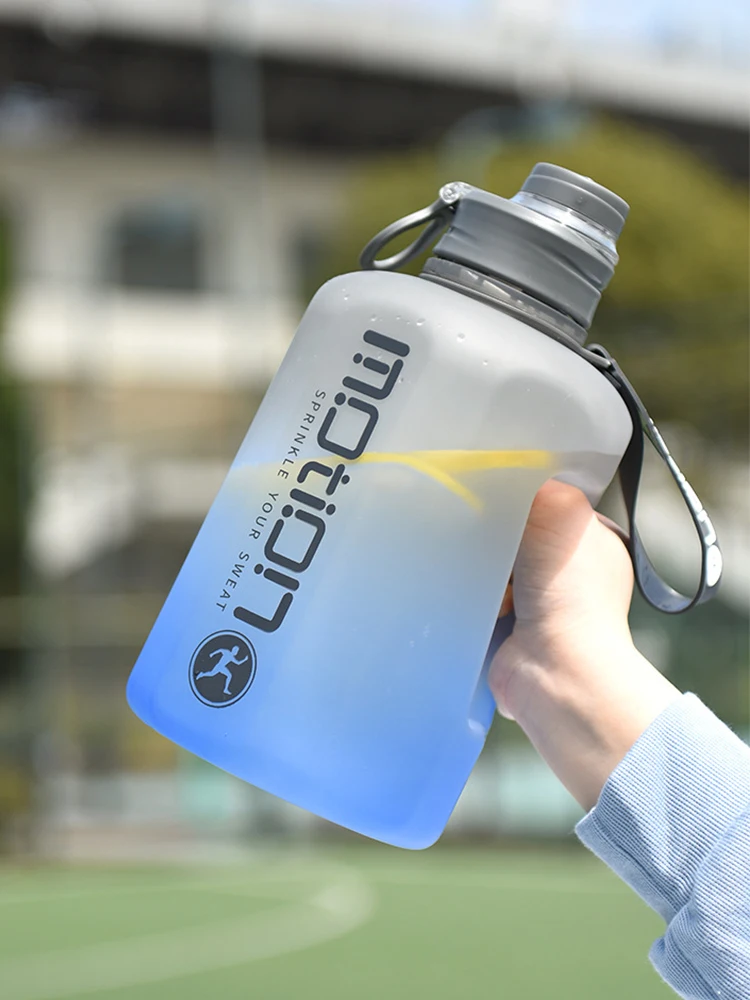 Large Capacity Gradient Sports Water Bottle - Portable Outdoor Fitness Kettle