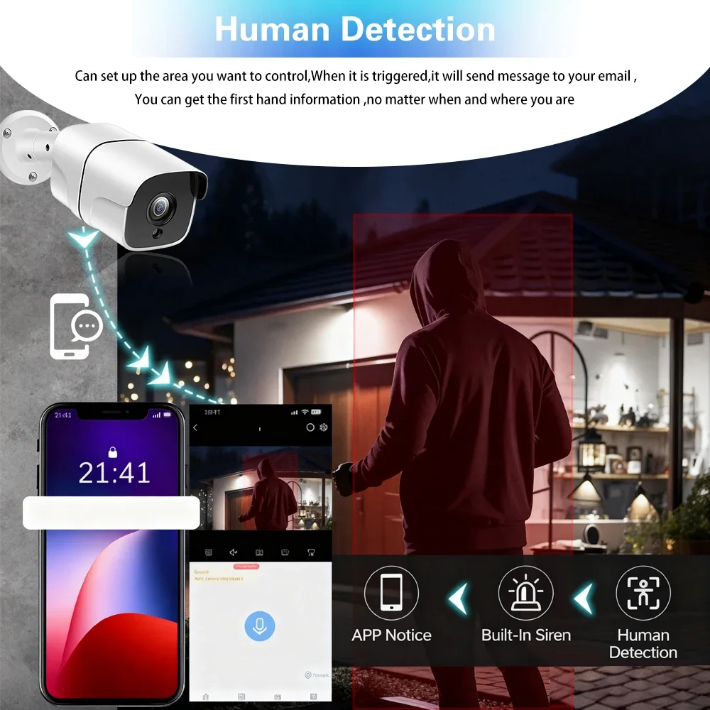 8채널 4K 투야 보안 IP 카메라 시스템 NVR 8MP 야간 투시 IP 카메라 POE 2K 오디오 녹음 IP66 방수 비디오 감시 세트