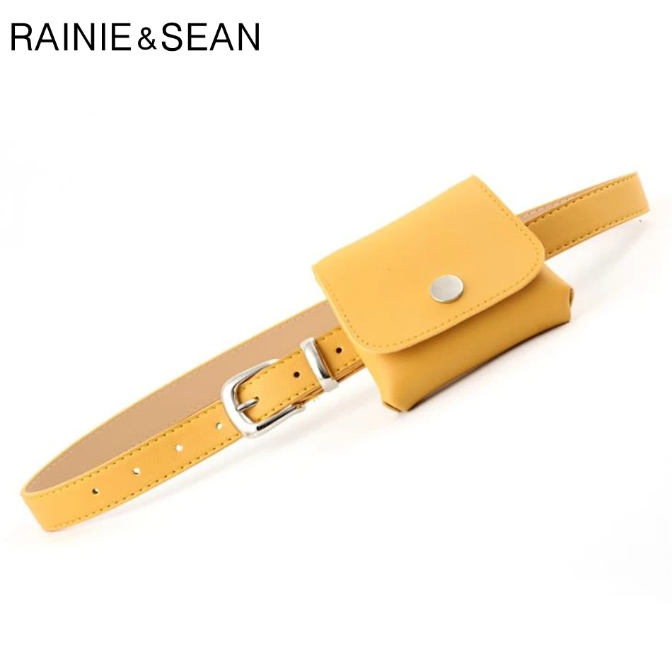 RAINIE SEAN Fanny Pack For Women Waist Belt Bag Ladies Casual Pu Leather Yellow Red Black Pink White Khaki Female Belt For A Bag