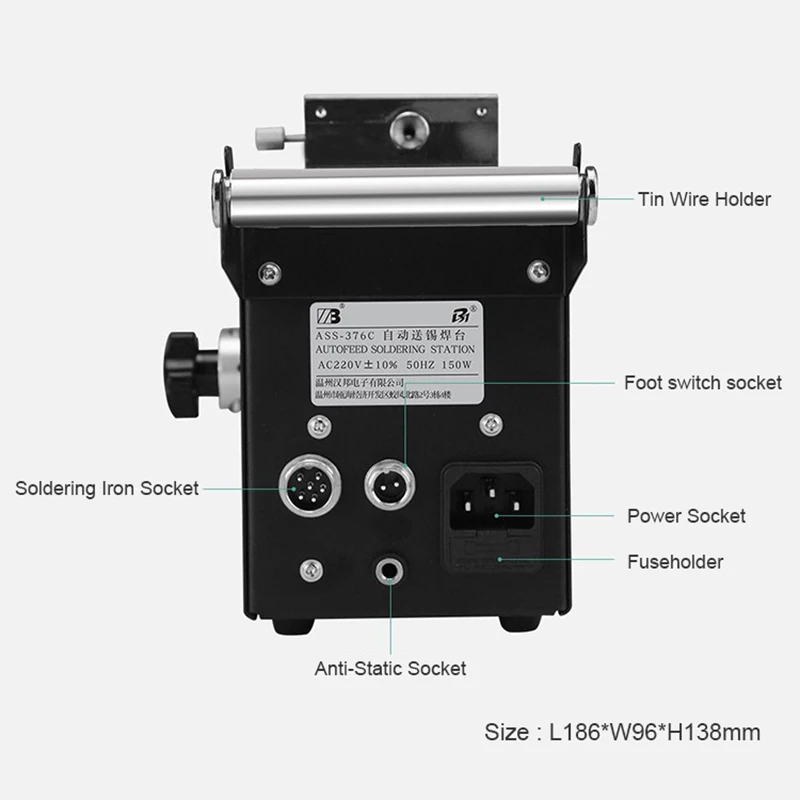 ASS-376A 150W Full Automatic Soldering Machine Mobile Repair Tools Digital Display Automatic Tin Feeding Soldering Machine