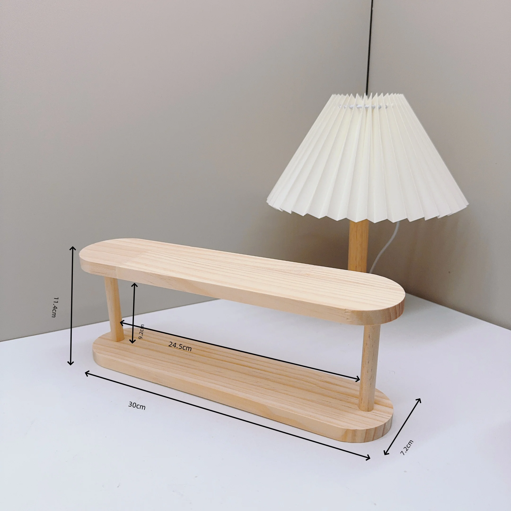 Wooden Storage Shelf 2-Tiers Desktop Organizer Shelves Desk Perfume Display Rack Desktop Dressing Table Cosmetics Storage Rack