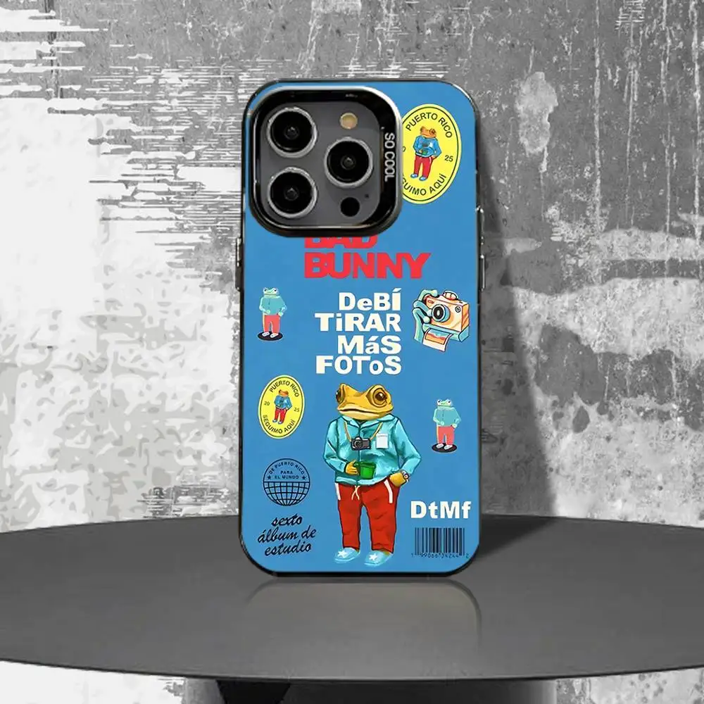 Sleek Black Matte Shockproof Phone Case with Bad Bunny Design