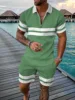 Hawaiian Tracksuit 2pcs Sets 3D Print Zipper Polo Shirt Short Sleeve Shirt And Shorts Casual Fashion Zip-Up Man 2PCS Clothing 1