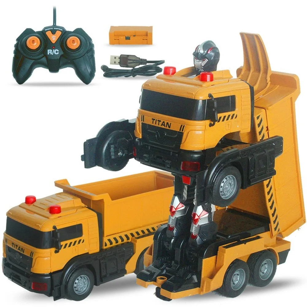 Rc Car Remote Control Fire Truck Deformation City Vehicle Robot Model Engineering Excavator Car Educational Boy Kids Toys 4