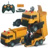 Rc Car Remote Control Fire Truck Deformation City Vehicle Robot Model Engineering Excavator Car Educational Boy Kids Toys 4