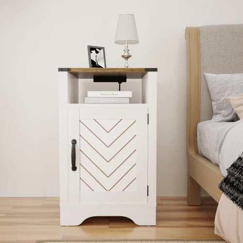 Farmhouse Accent Table with Charging Station 6