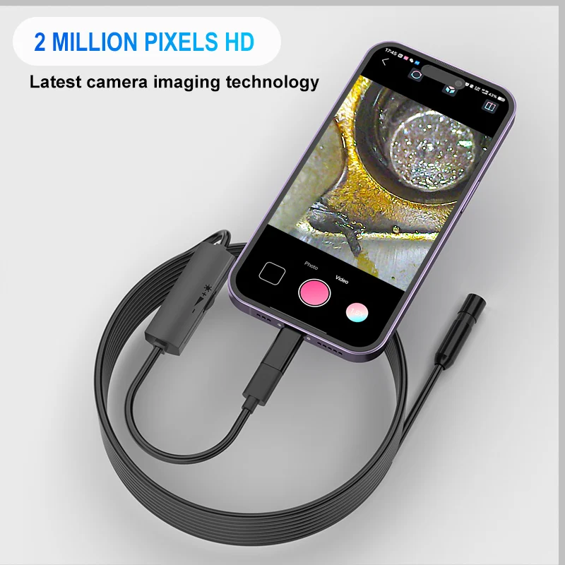 Type-C Endoscope Waterproof Plumbing Camera Video USB Probe with LEDs Automotive Inspection Borescope for iphone Android Phones 4
