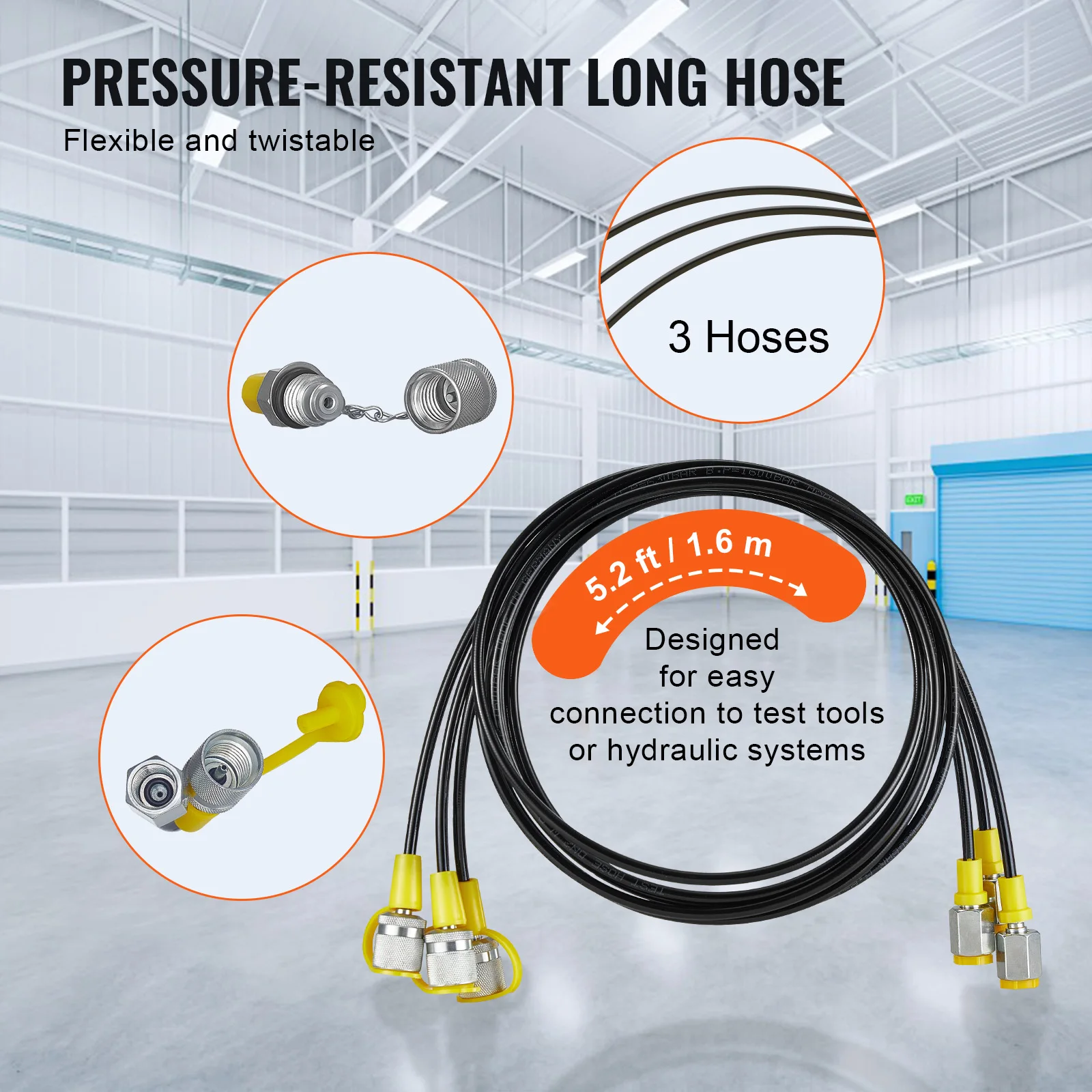 VEVOR Hydraulic Pressure Test Kit 250/400/600bar 3Gauges 6 Test Couplings 3 Test Hoses Excavator Hydraulic Test Gauge Set 
TKS-2 5