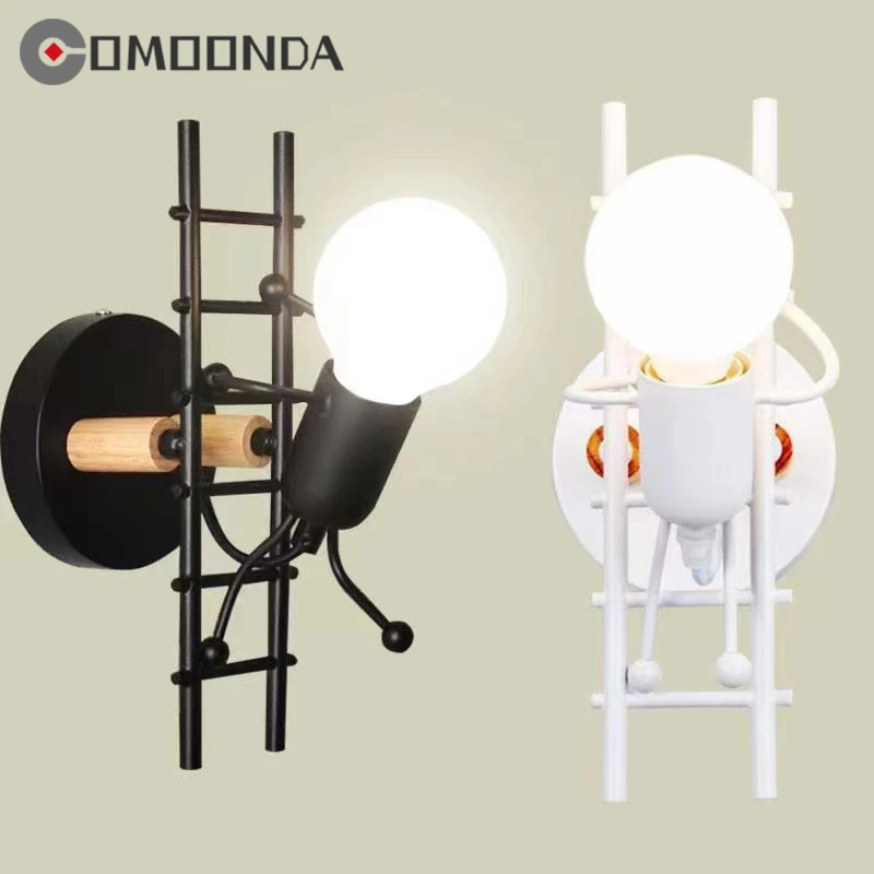 

Children Modern Bedroom Wall Lamp Home Decoration Sconce Light Indoor Wood And Metal Creative Design E27 Holder Lighting Lustres