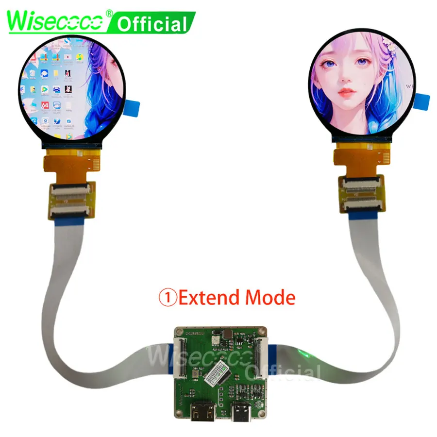 Wisecoco-tela Ips Dupla para Casa Inteligente 2.1 Polegada Display Redondo 480×480 Módulo Lcd Circular Duplo Spi Interface Rgb segundo Desenvolvimento