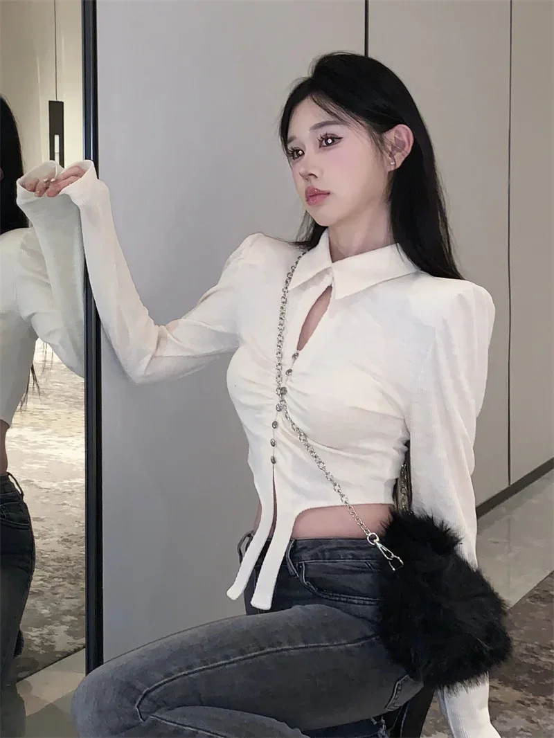 

Sexy Crop Tops Blouse Women Puff Sleeve Slim Waist White Shirts 2023 Blusas De Mujer Fashion Irregular Korean Y2k Blouses 27m335