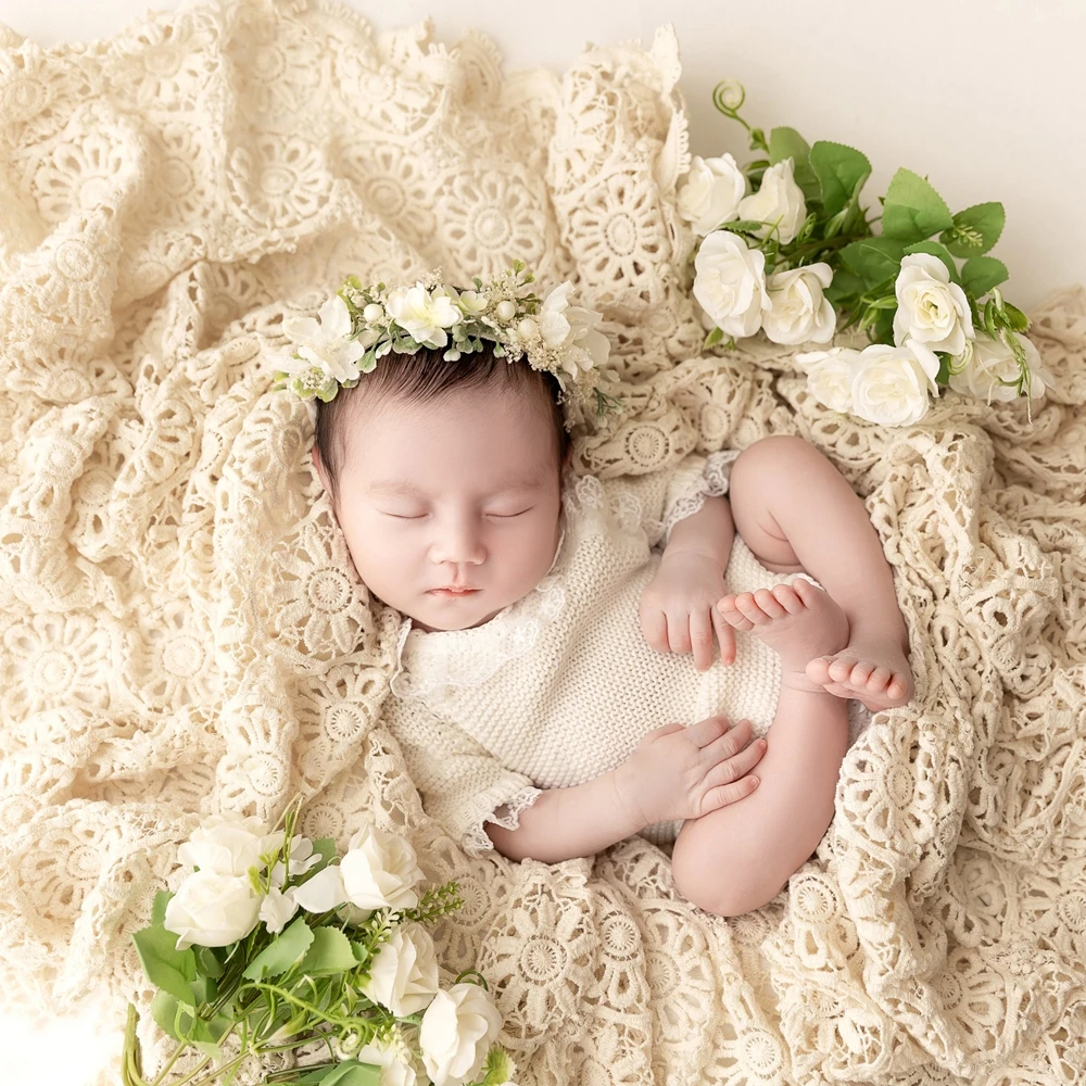 Lace Baby Blanket Newborn Photography Props Cotton Newborn Posing