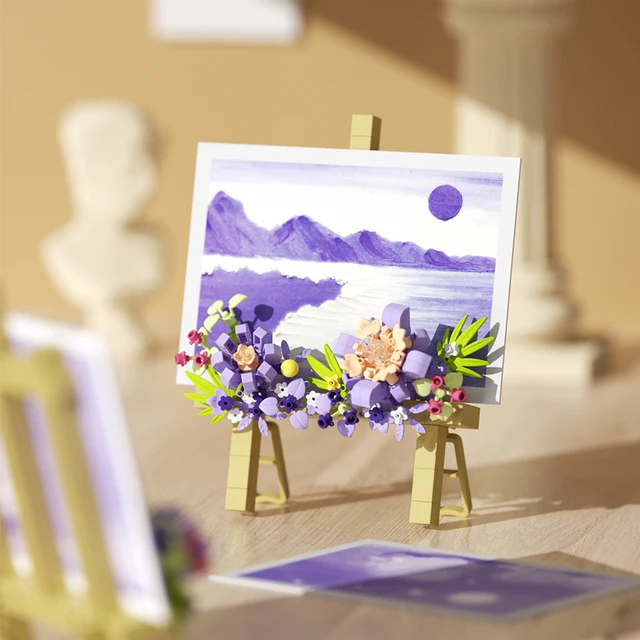 Mini Flower Painting Shelf Building Block Sets Educational Toys DIY Easel Display Ornaments Thanksgiving Gift 4