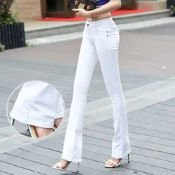 Hot Sale Women Low Waist Stretch Summer Skinny Flare Denim Jeans Slimming Fit Elastic Straight Candy Color Solid Color XS S 3XL