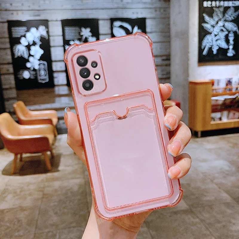 Transparent Silicone Soft Cover with Card Slot Holder