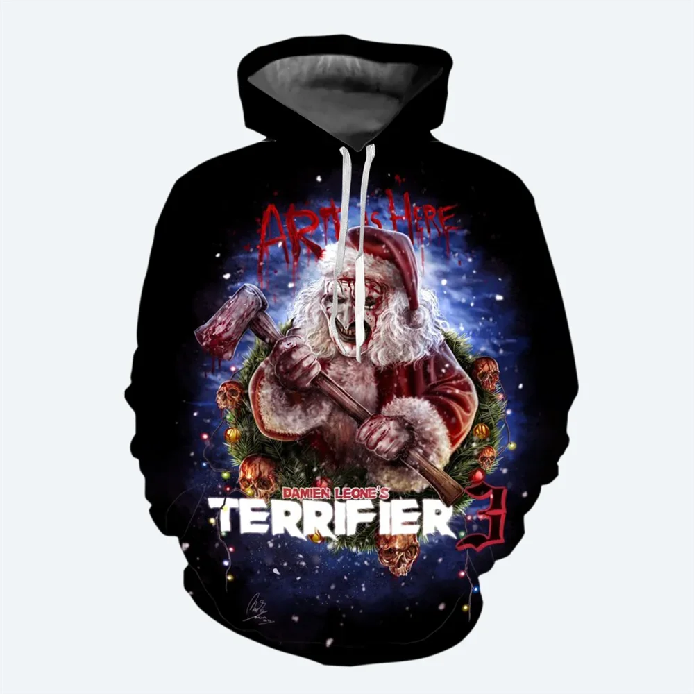 Nueva sudadera con capucha con estampado 3D de película de terror Terrifier para hombre, suéter de estilo hip-hop de moda urbana, sudadera con capucha informal de gran tamaño para hombre