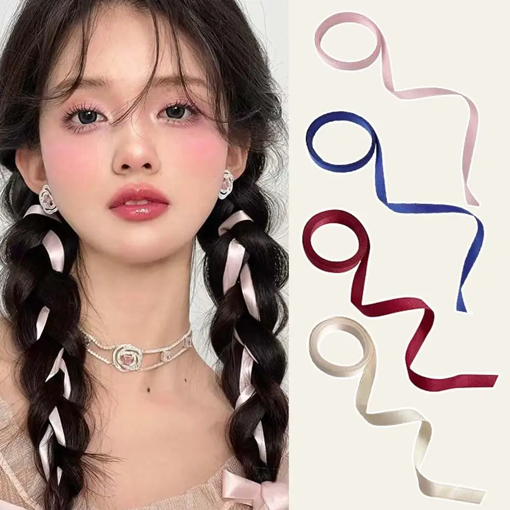 

Colorful Braided Ribbon Hair Band Ribbon Silk Hair Fashionable Cute Accessories Ponytails Headwear Tie Hair Double Holder C0N2