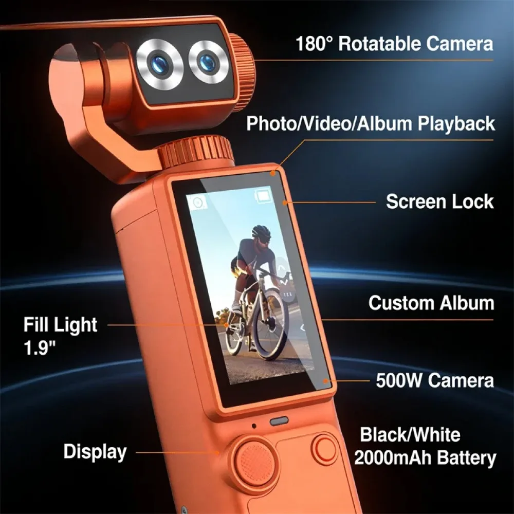 Gimbal Caméra 1080p/4K avec 32GB ou Sans Carte - Stabilisateur
