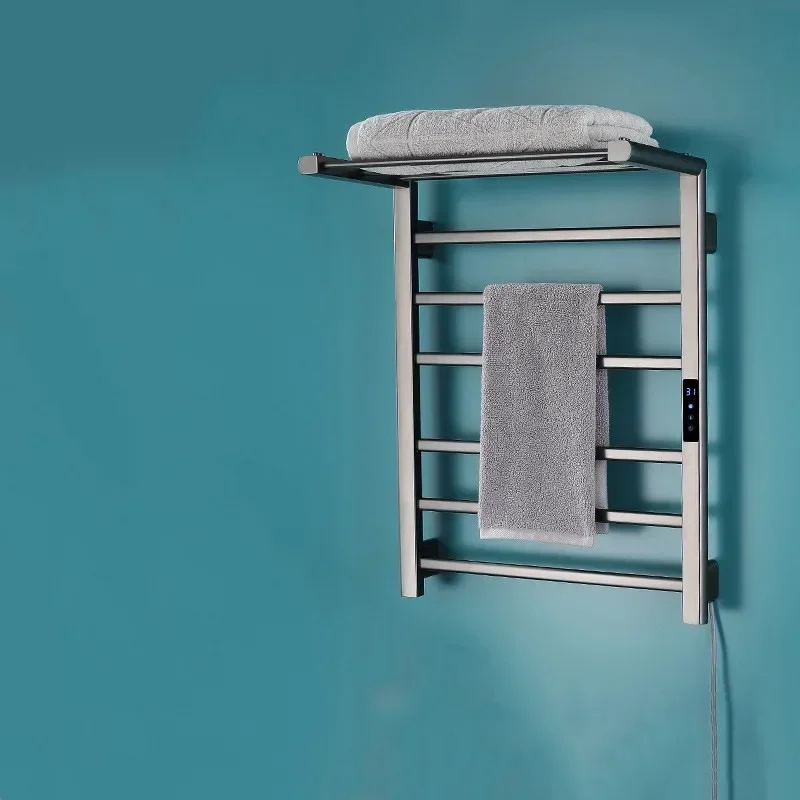 Electric towel rack drying sterilization with storage rack stainless steel bath towel folding touch screen bathroom bar