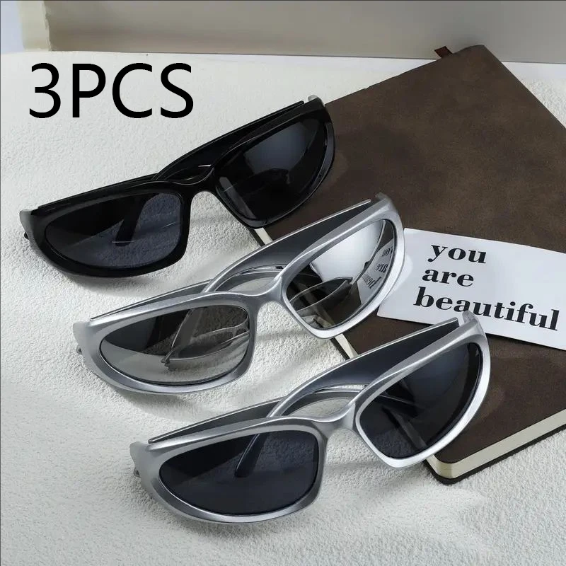 3PCS Sportbrille Y2K UV-Schutz zum Klettern, Laufen, Baseball, langlebiger PC-Rahmen und Objektiv