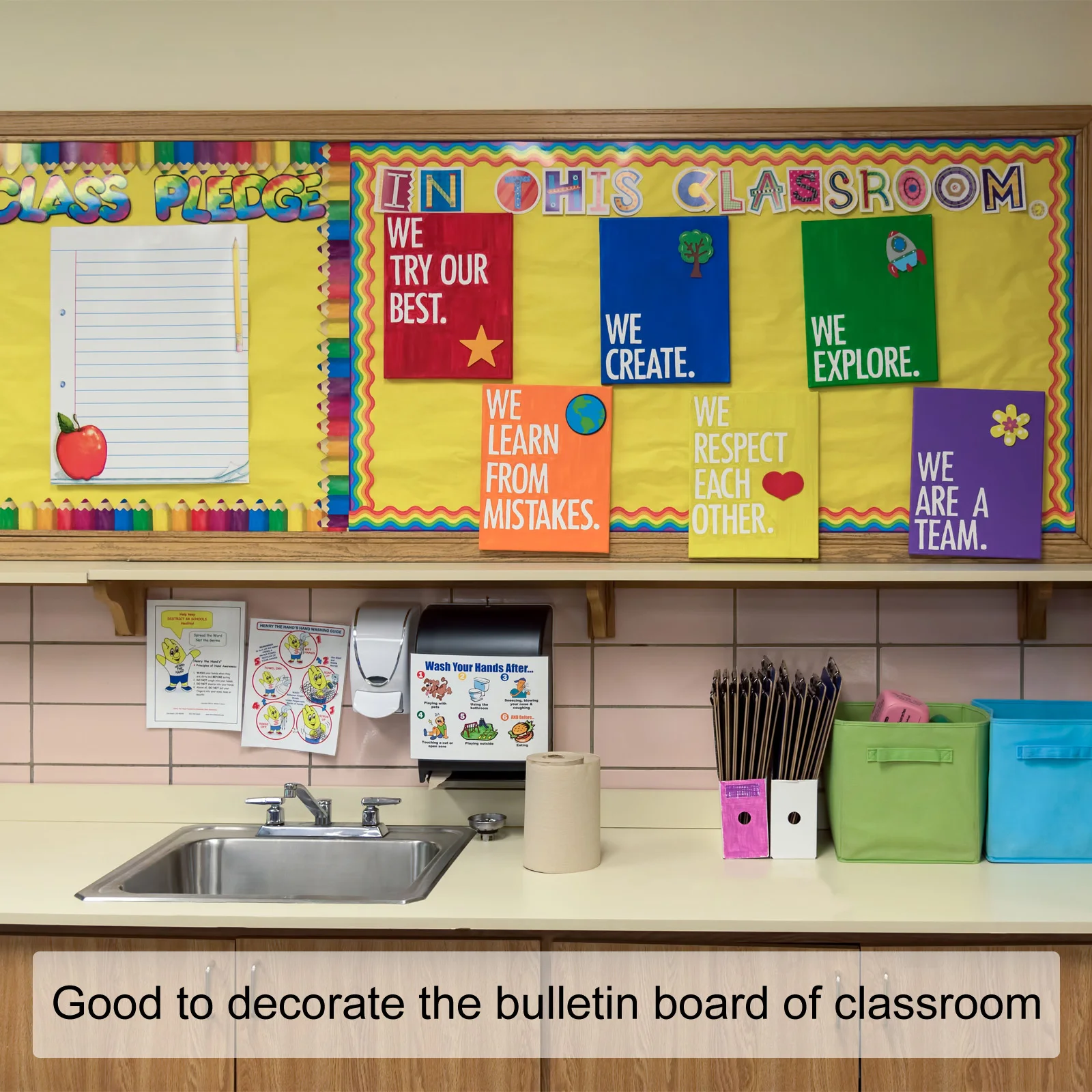 1 Roll 3" x 65.6ft Bulletin Board Border Scalloped Trim Strips Classroom Cork Poster Wall Decor Locker Chalkboard Paper Border