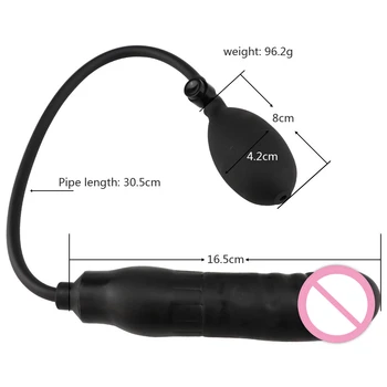 Soft Silicone Inflatable Anal Plug Black Pump Anal Beads Butt Plug Anal Dilator Massager Anus Sex Toy for  Female Male Couples 6
