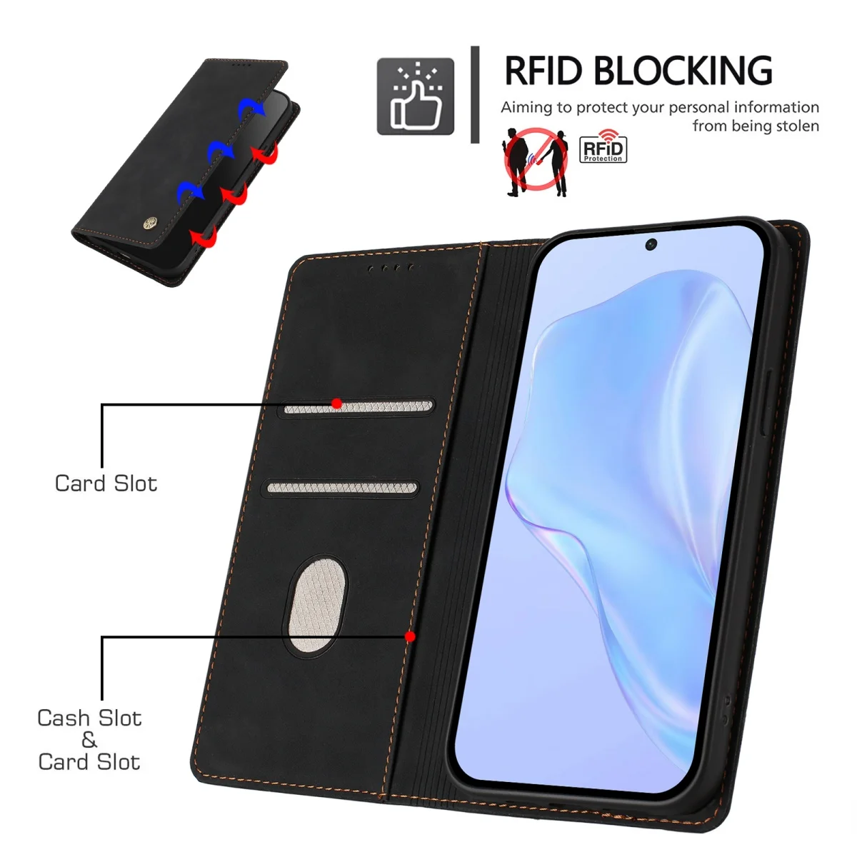 Deluxe Wallet Magnetic Flip Leather Case with Shockproof Stand Cover