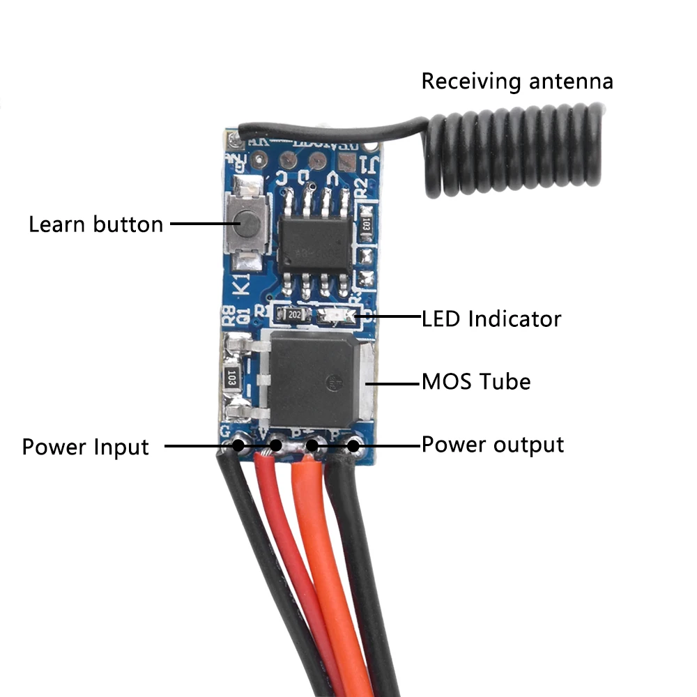 433MHz DC 5-12V Wireless Remote Control DC Motor Speed Controller LED Light PWM Speed Regulation Dimming Module