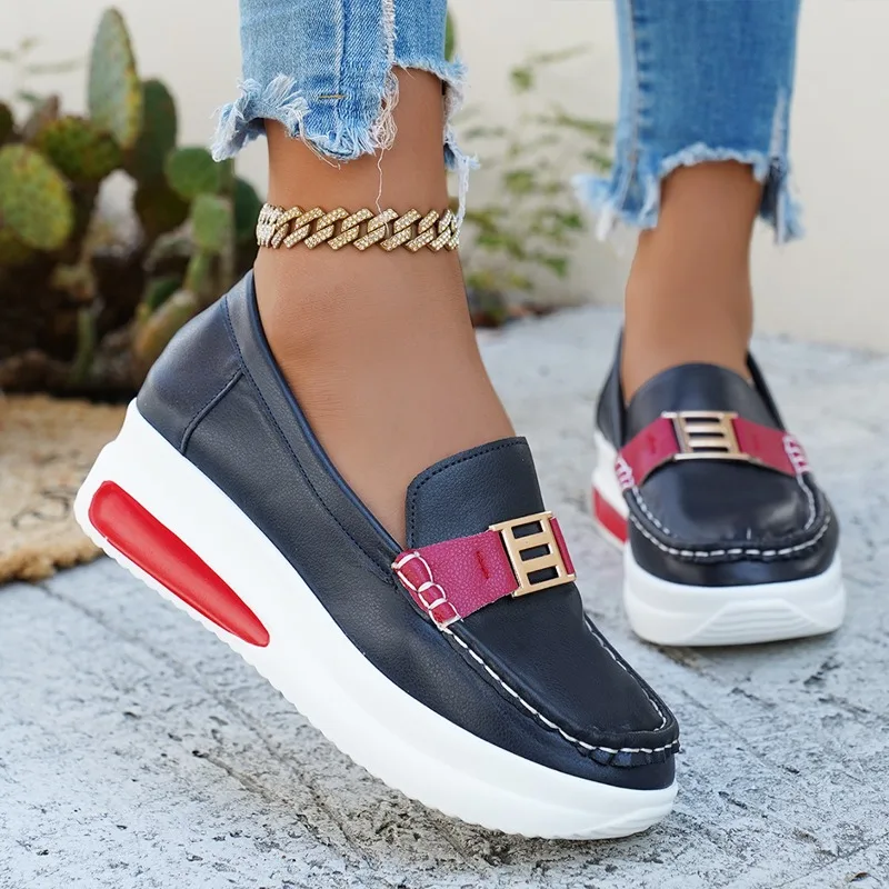 New Women Vulcanized Shoes Round Toe Sneakers Outdoor Female Casual Shoes Platform Walking Women Shoes Slip-on Flat Shoe - 3