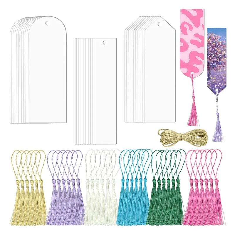 

73Pcs Multicolor+Transparent Sublimation Acrylic Book Markers DIY Crafts Projects Sublimation Accessories For Women