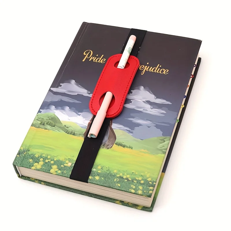 1pc PU Leather Pen Holder with Elastic Band Creative Notebook Pen Protector Sleeve Pen Clip for Office School Supplies