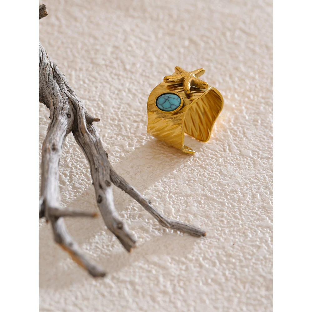 Yhpup Open Ring 18K Golden PVD Plated Stainless Steel