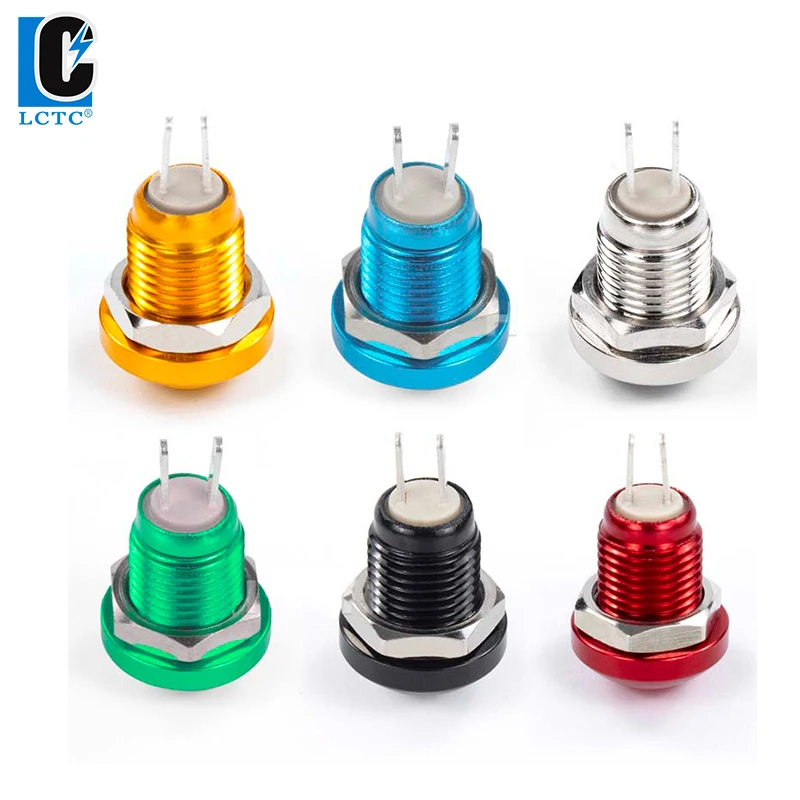 LCTC Push Button Switch Momentary Auto 8mm Metal Switch Doorbell Ignition Waterproof Instant Exterior Bell Push Botton 1NO No