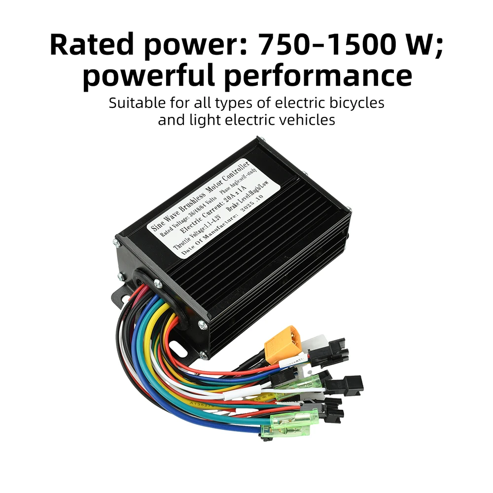 36V 48V 64V 30A 사인파 브러시리스 모터 컨트롤러 750-1500W 3모드 드라이버 SM 커넥터 계기판 전기 자전거 S866