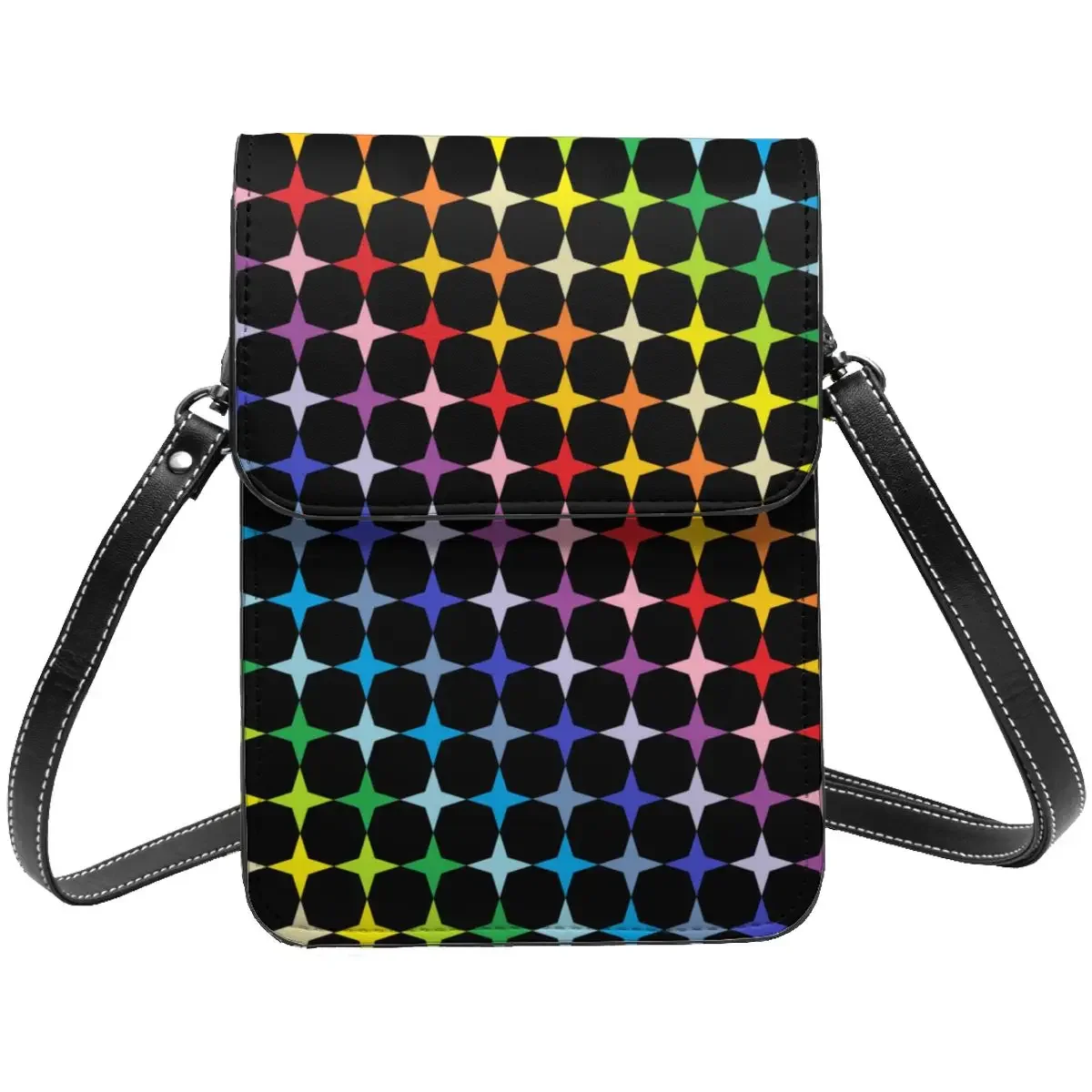 

Забавная Радужная сумка через плечо с четырьмя звездами, женская кожаная сумка