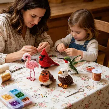 Kit per Creazione di Gioielli con Perline, Set Artistico 3D a Forma di Uccello con Perline Colorate per Adulti e Adolescenti, Progetto Artistico di Gioielleria Fatta a Mano