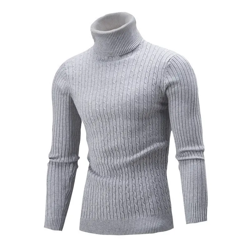 

Men's knitwear autumn and winter new high collar color twist leggings sweater