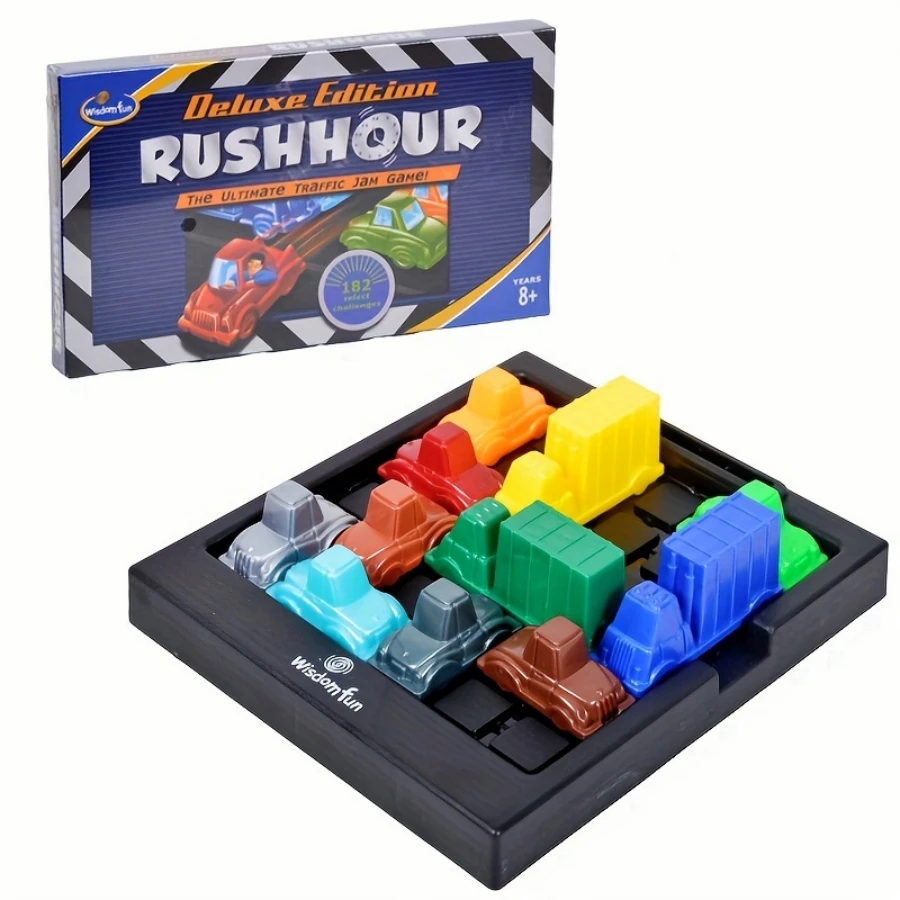 Jeu d'heure de rush de circulation Puzzle, voiture d'heure de course Huarong Road jeu de bureau de raisonnement logique, jouets de puzzle pour enfants, enfants