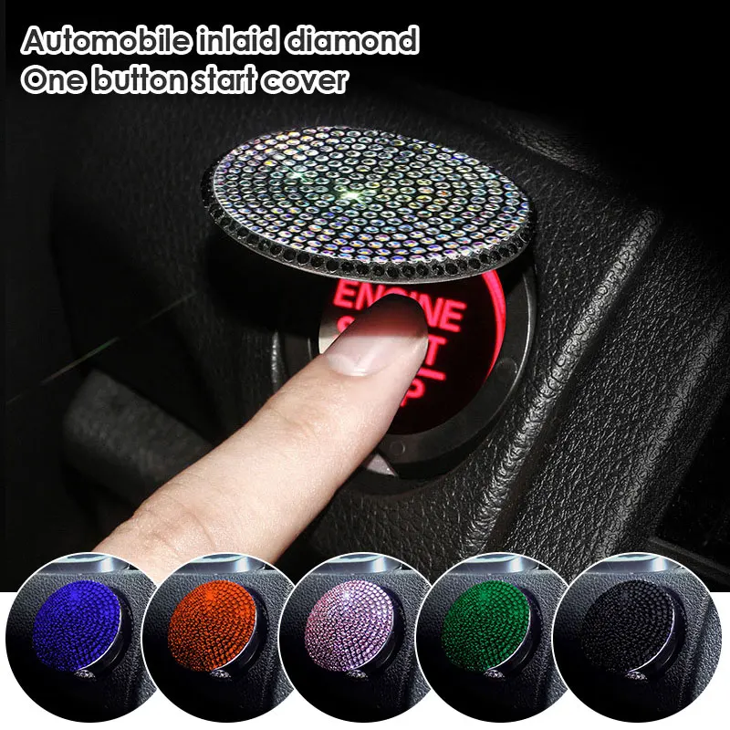 

Car Start Engine Ignition Button Decor Bling Ring Rhinestone Sticker Cover Switch Button Protect Cover Cars Interior Accessories