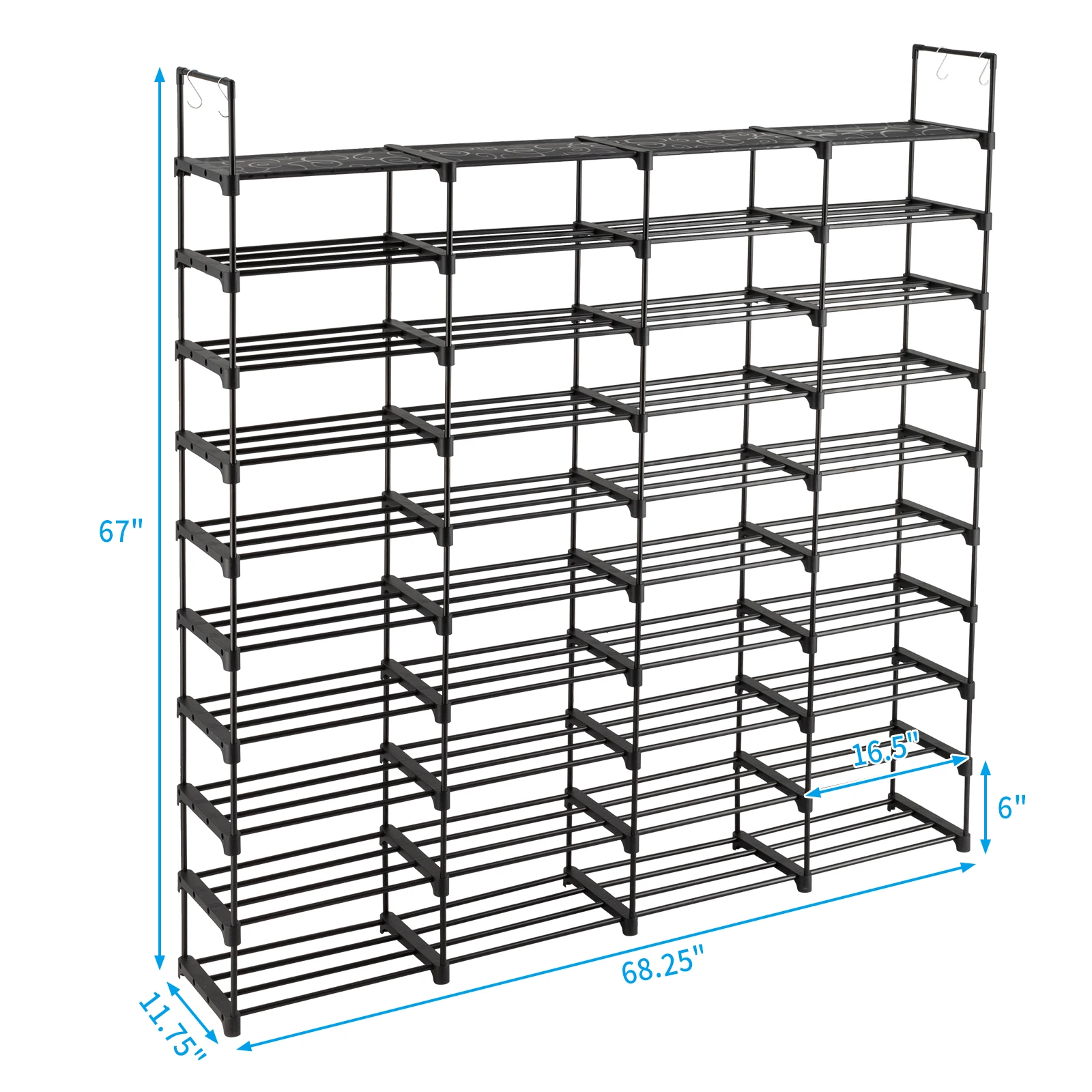 10 Tiers Shoe Rack Storage Organizer Shoe Shelf Organizer for Entryway Holds 80 Pairs Shoe, Stackable Cabinet Rack